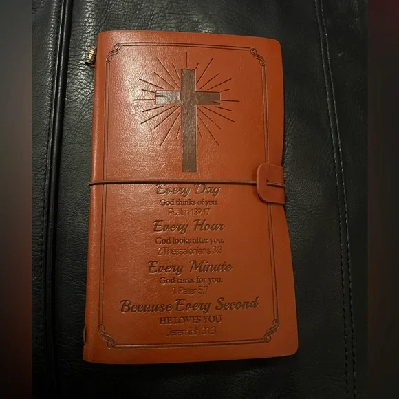 Leather Journal with inspirational Bible verse and band closure. ❤️❤️❤️ - Picture 2 of 11